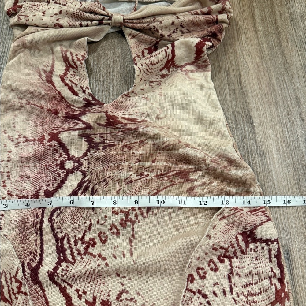 MURCI Mesh Halterneck Cut Out High Low Maxi Dress In Snake Print Sexy Club Sz 8 - Picture 9 of 12